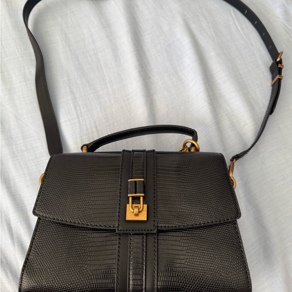 Guess Black Crossbody Bag with Gold Accents